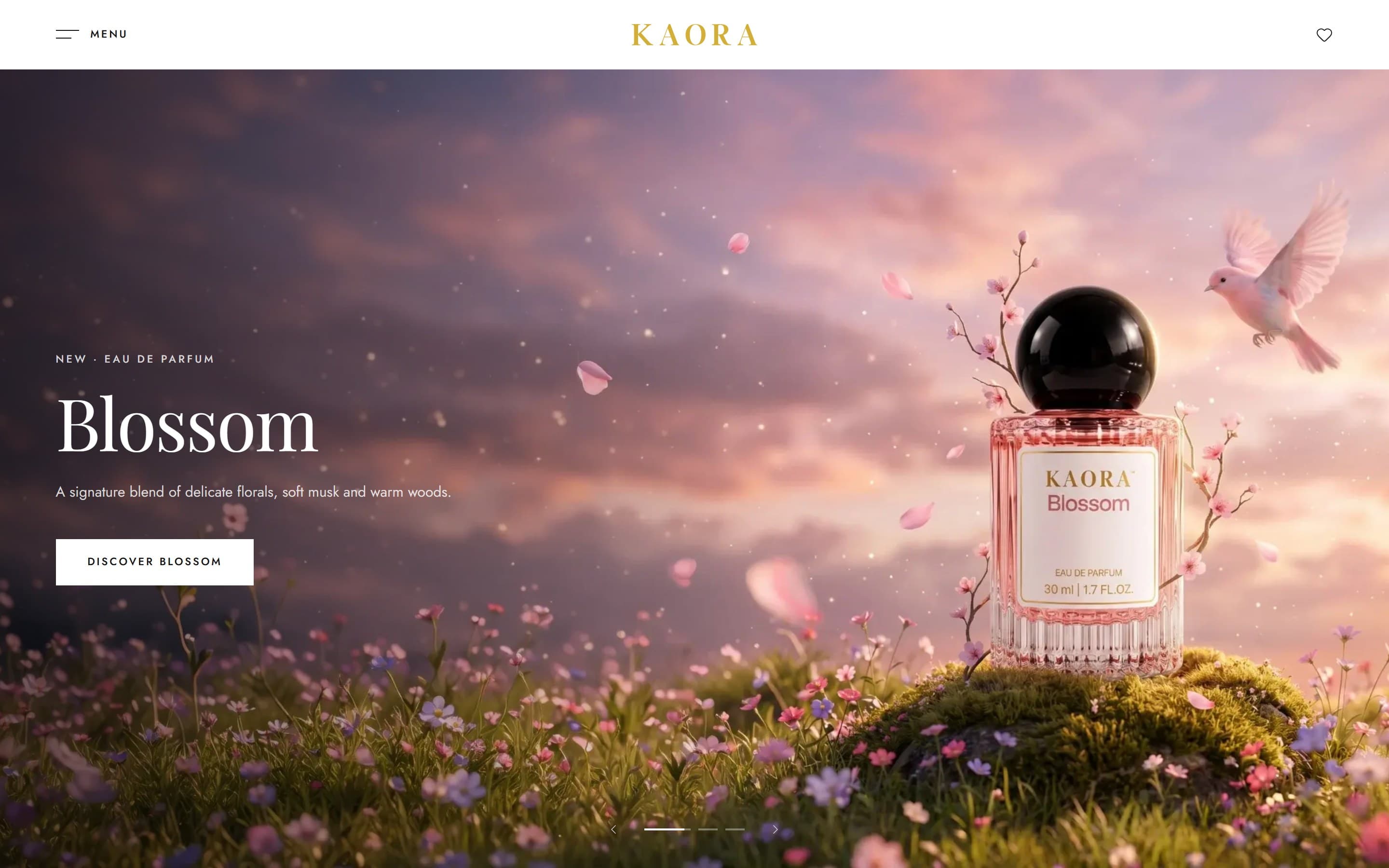 KAORA live site on desktop